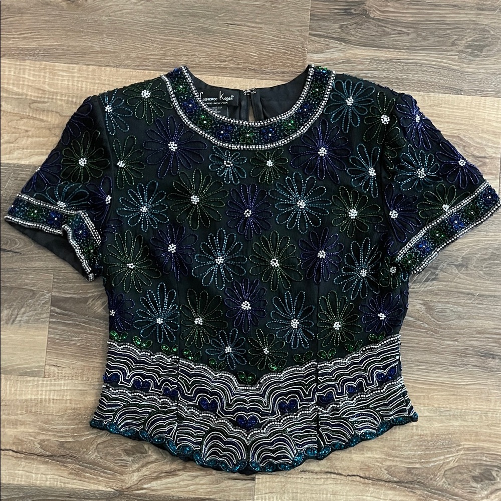 Laurence Kazar Silk beaded blouse